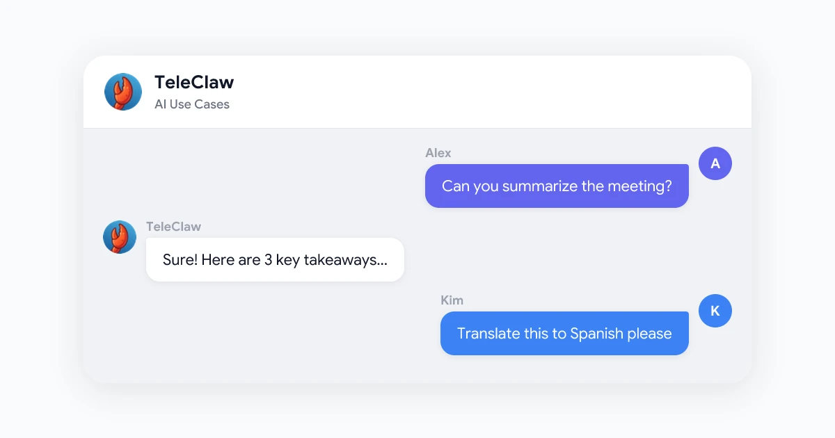 5 Use Cases for an AI Assistant in Telegram Group Chats - With Real Examples