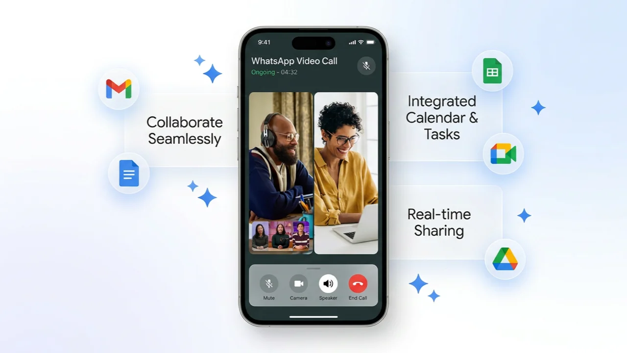 WhatsApp video call screen with no native record button available