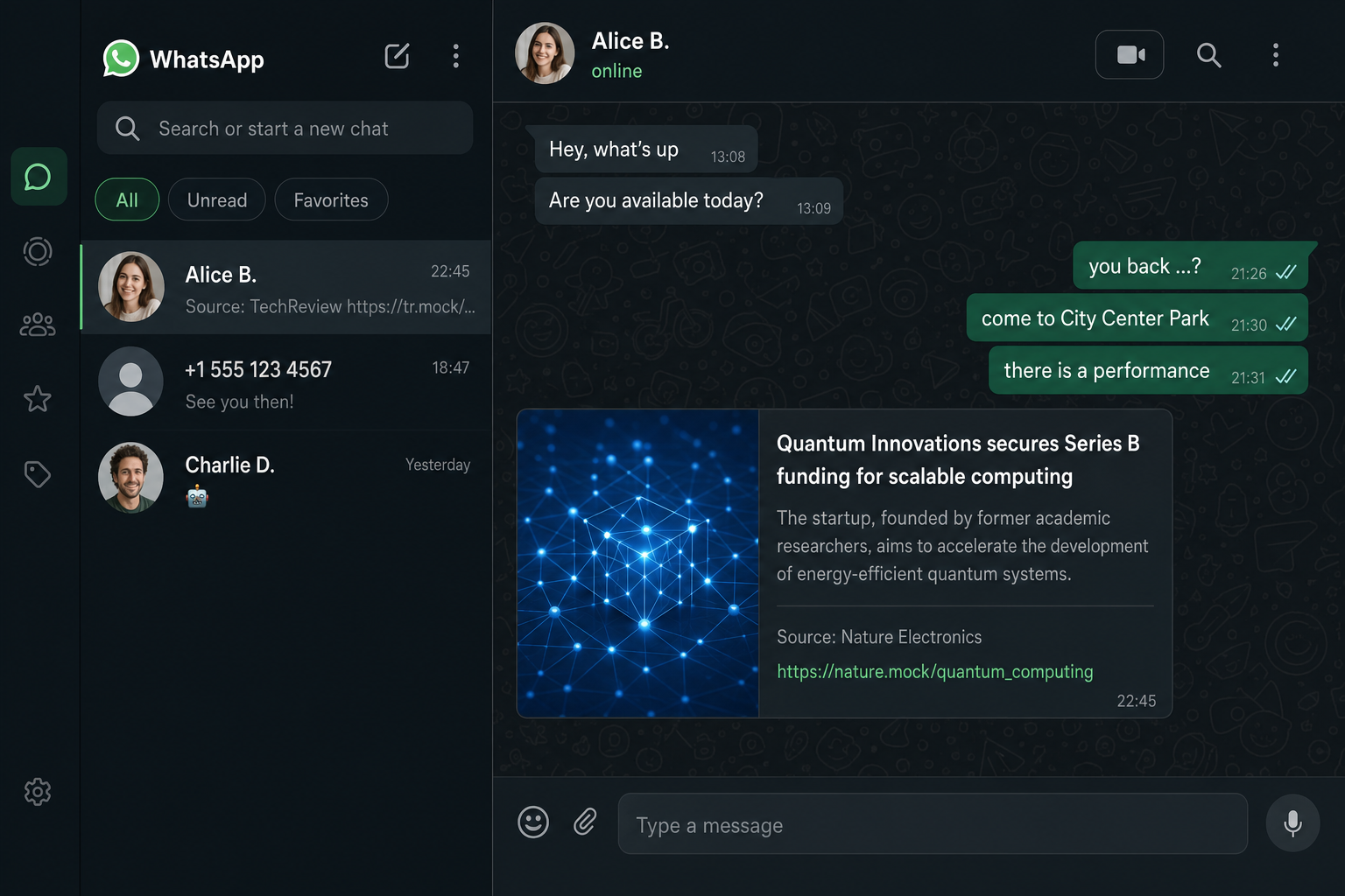 WhatsApp Web interface with video call button in Chrome