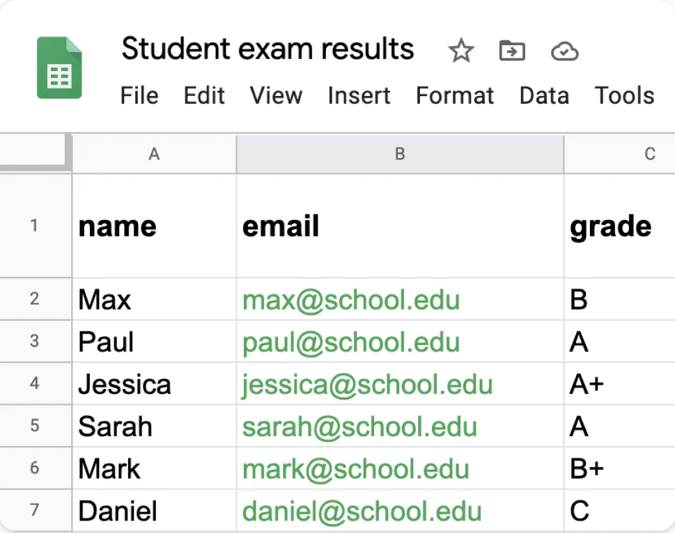 Mail Merge attachment configuration in Google Sheets