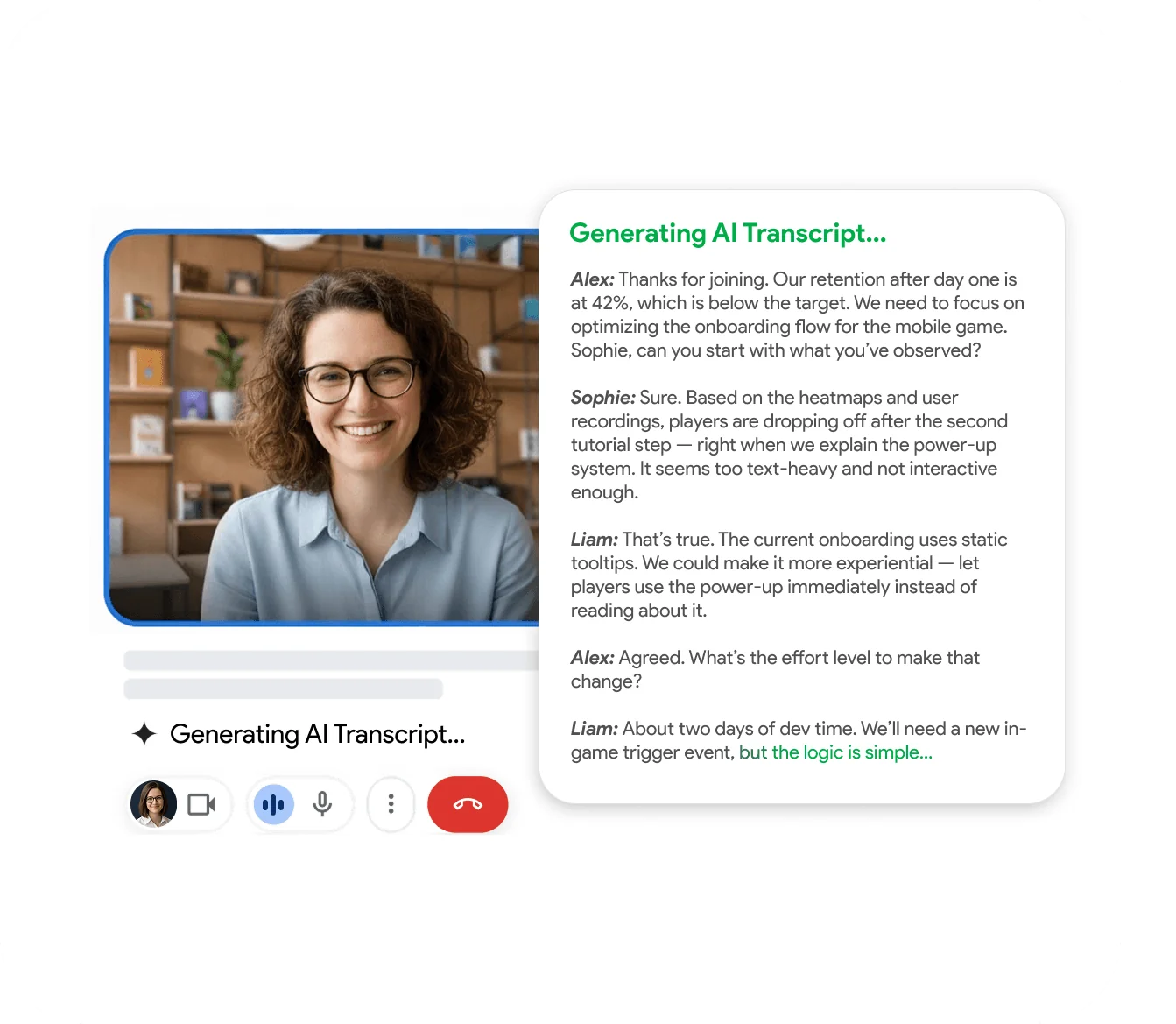 AI transcription and summaries for Google Meet